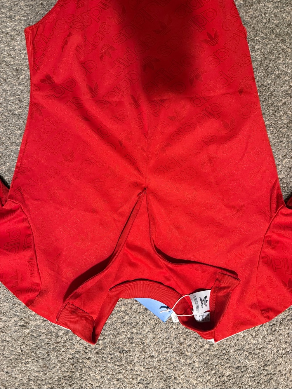 adidas Red Kids One-Piece Bodysuit with White 3-Stripes - Picture 7 of 7